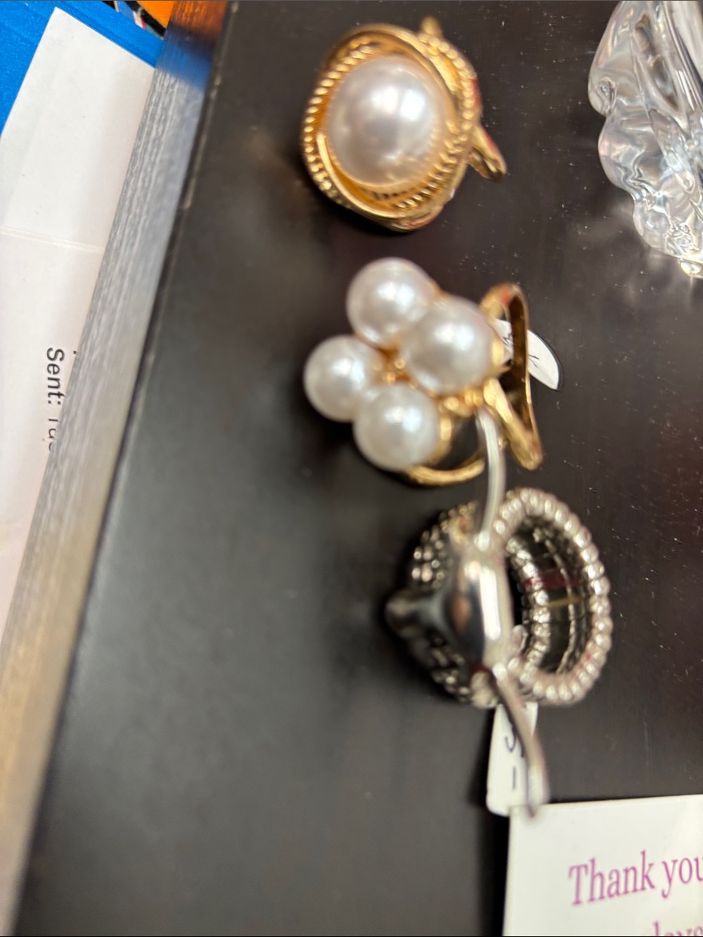 Gold-Tone Pearl Cluster Statement Ring - Unbranded- bundle of three